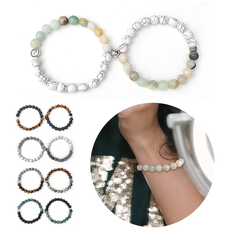 Set 2 Vòng Tay Cặp Bằng Đá Tự Nhiên Hít Nam Châm