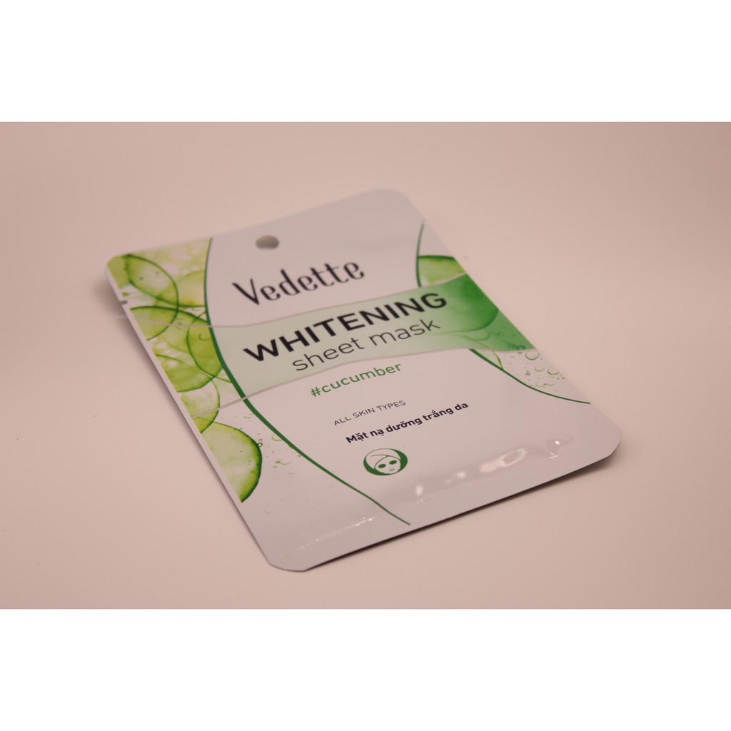 Combo 5 Mặt nạ trắng hồng tự nhiên Dưa leo Vedette Whitening Sheet Mask - Cucumber 22ml/gói