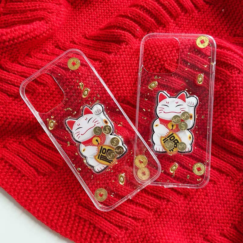 🌸 Ốp lưng iphone - Ốp iphone 🌸mèo thần tài may mắn lắc tiền xu hot trend full viền i/7plus/8/8plus/x/xsmax/11/12/pro/13
