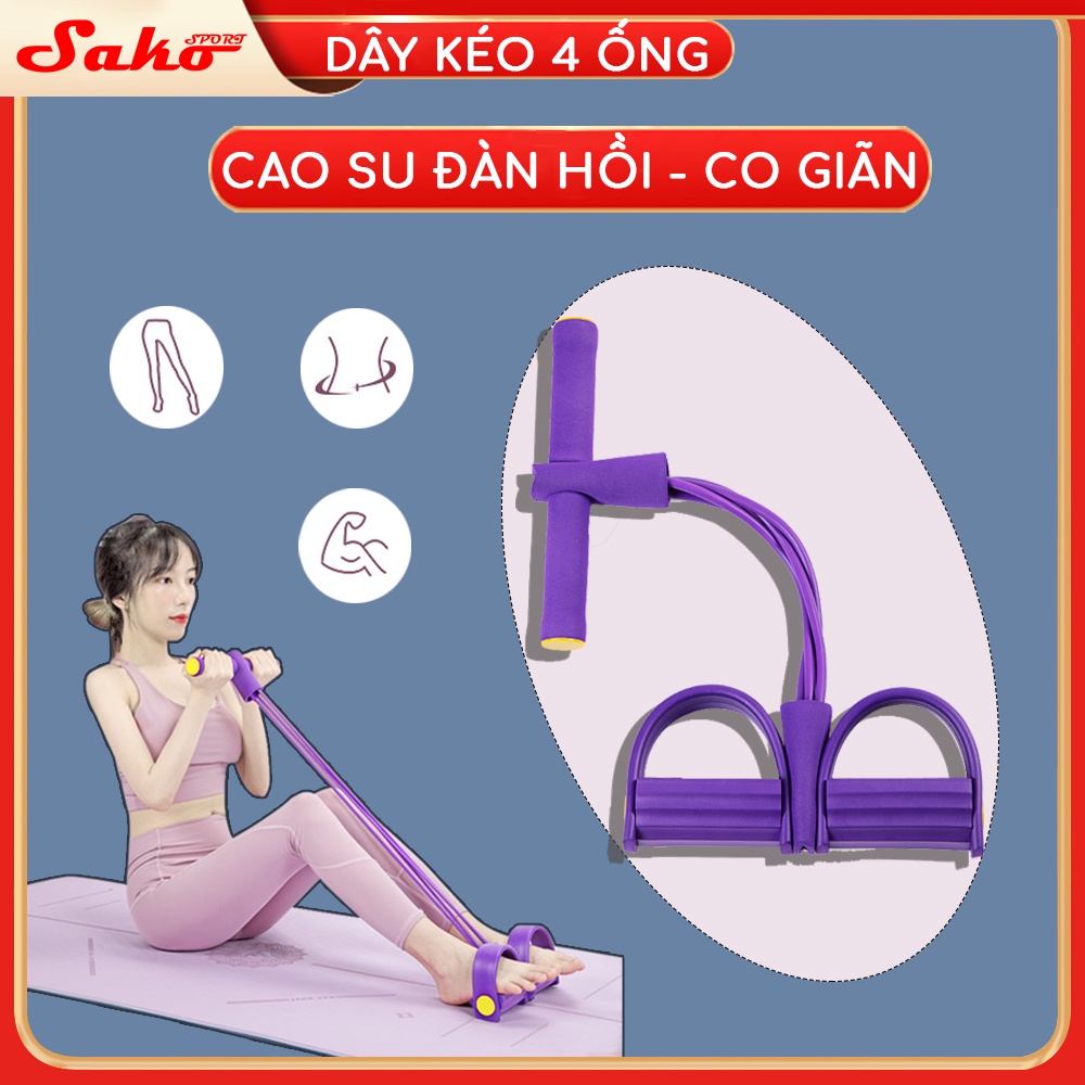 Dây kéo đàn hồi 4 ống cao su tập thể dục TOPBODY-DAKEO01