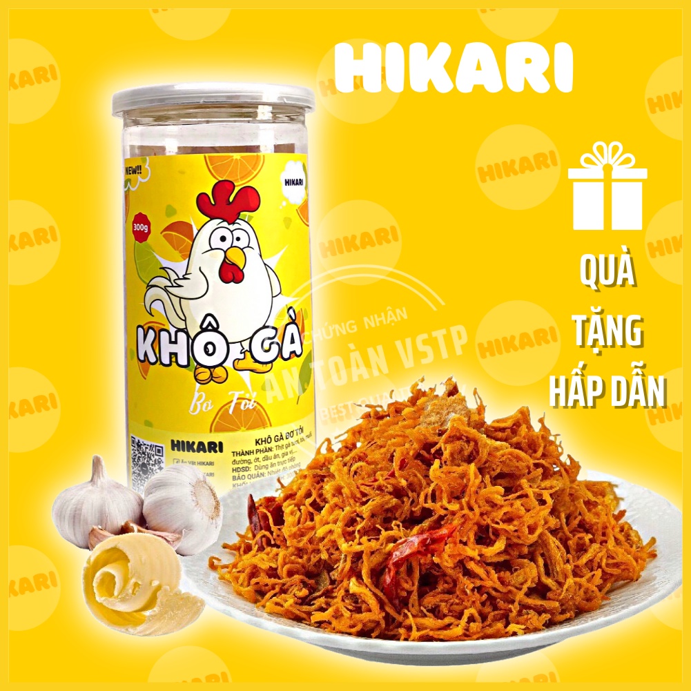 Khô Gà Bơ Tỏi 300g Đồ Ăn Vặt Ngon An Toàn Vệ Sinh Thực Phẩm - Hikari