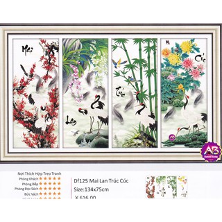 TRANH ĐÍNH ĐÁ TỨ QUÝ MAI LAN TRÚC CÚC DF125 KT 134X75CM