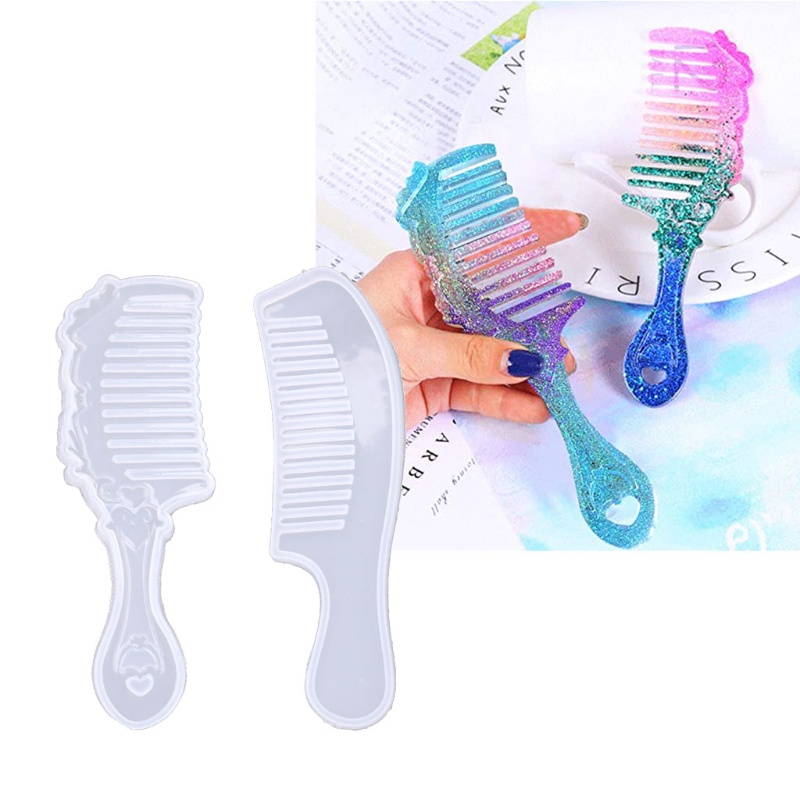 Bộ 2 Khuôn Silicone Làm Lược Nhựa Epoxy Và Lược Bán Trong Suốt DIY