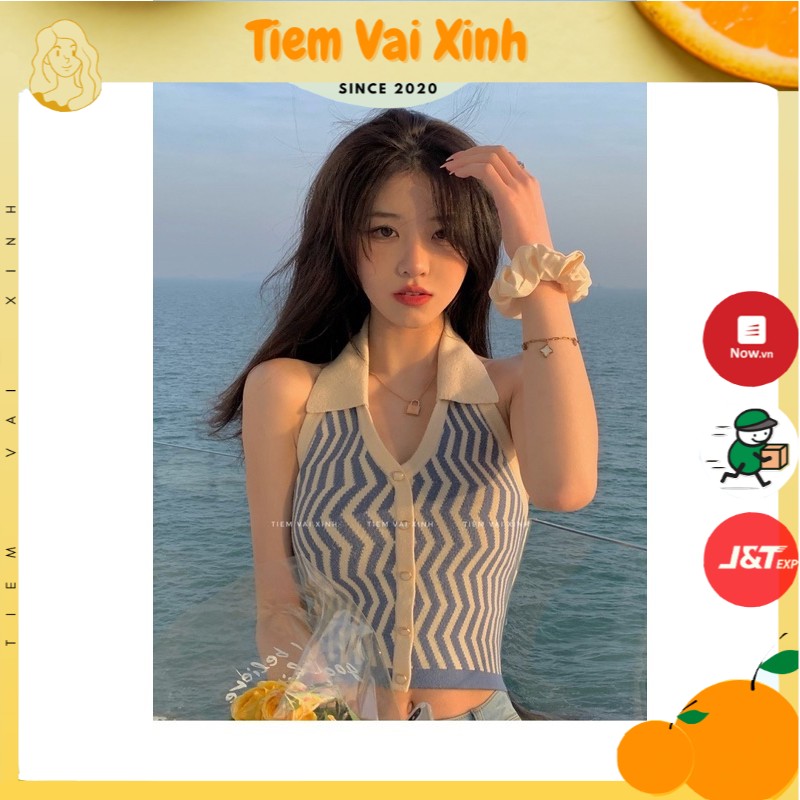 [Mã WASKT304 giảm 15% tối đa 30K đơn 99K] Áo Croptop 🍊[Tiệm Vải Xinh]🍊 Áo Yếm Crotop Cổ Chữ V - Hàng Loại 1