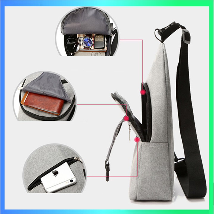 [CỰC ĐẸP] Túi đeo chéo thời trang nam nữ có cổng kết nối USB sạc ngoài đa năng