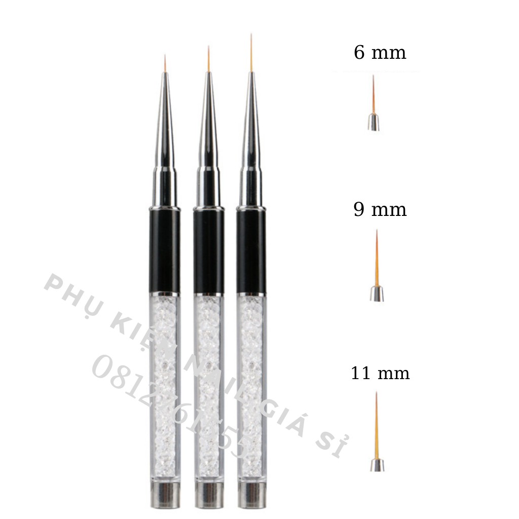 Cọ nét vẽ móng cán đá cao cấp 3 size (6mm; 9mm; 12mm) - Cọ vẽ nail chuyên dụng (lẻ chiếc)