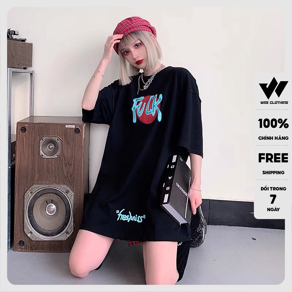 Áo form rộng WIIS phông unisex tay lỡ thun cotton oversize BadFuck thời trang nam nữ