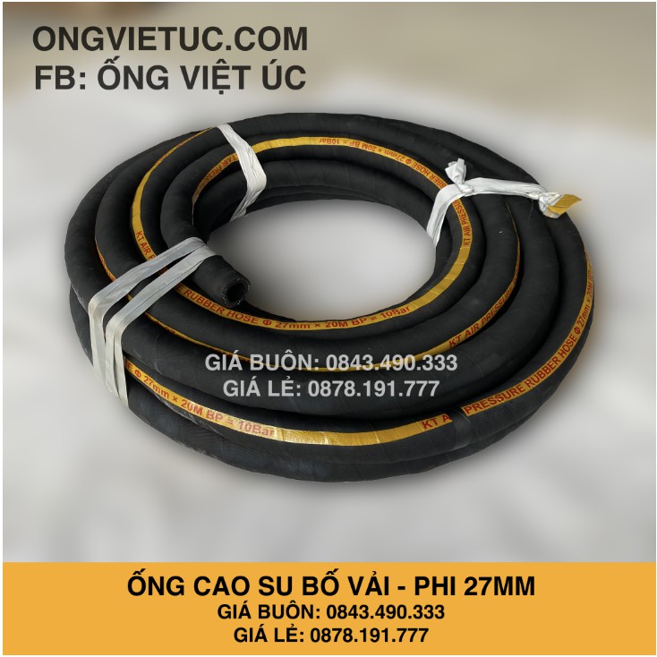 Ống cao su bố vải Việt Úc Phi 27mm - Cuộn 20m (Ống xối) - hàng chính hãng KT