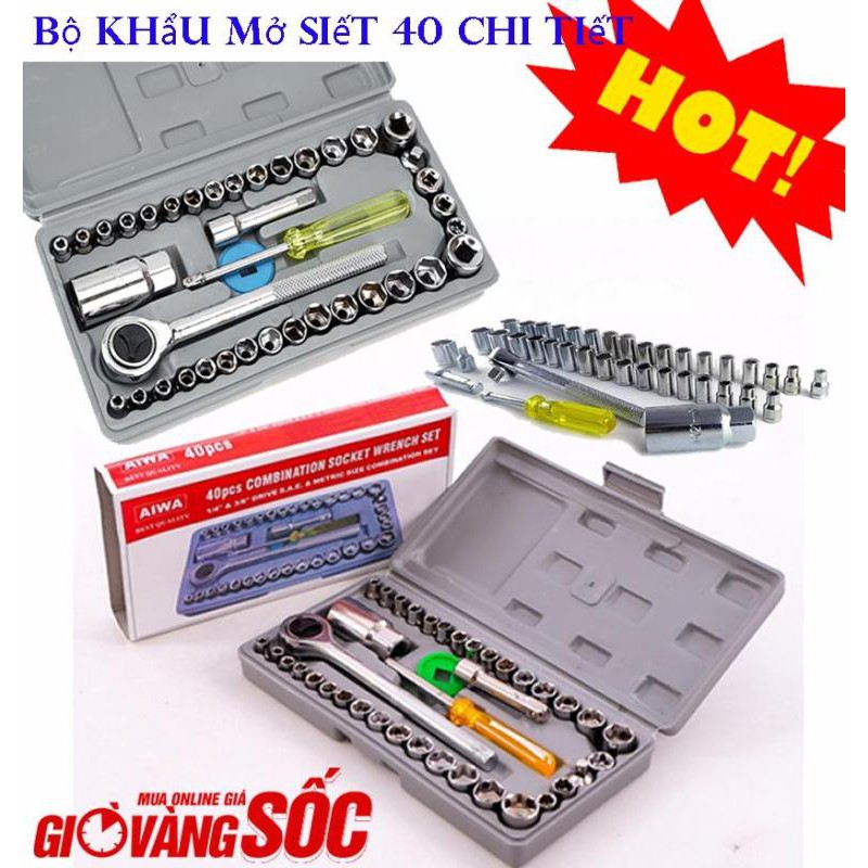 [KHUYẾN MÃI] Bộ khẩu mở siết ốc và bugi 40 chi tiết chất liệu tốt, gia công tỉ mỉ, cho thời gian sử dụng lâu dài