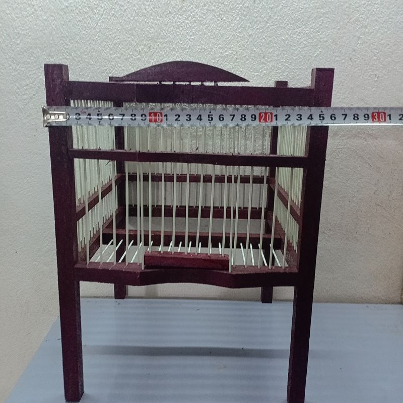 Lồng tắm khuyên có khay - khung gỗ nan cáp 25x33x33cm