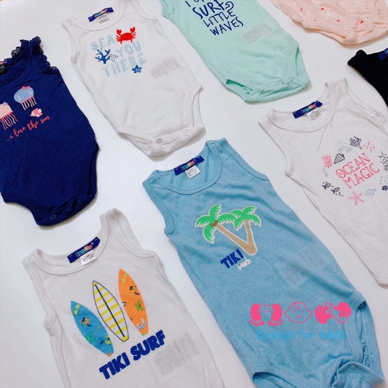 (Size 6-12m) Body chip BA LỖ sát nách Lupilu vải mềm mát / vải thông hơi hàng xuất dư các hãng cho bé (6-9m)