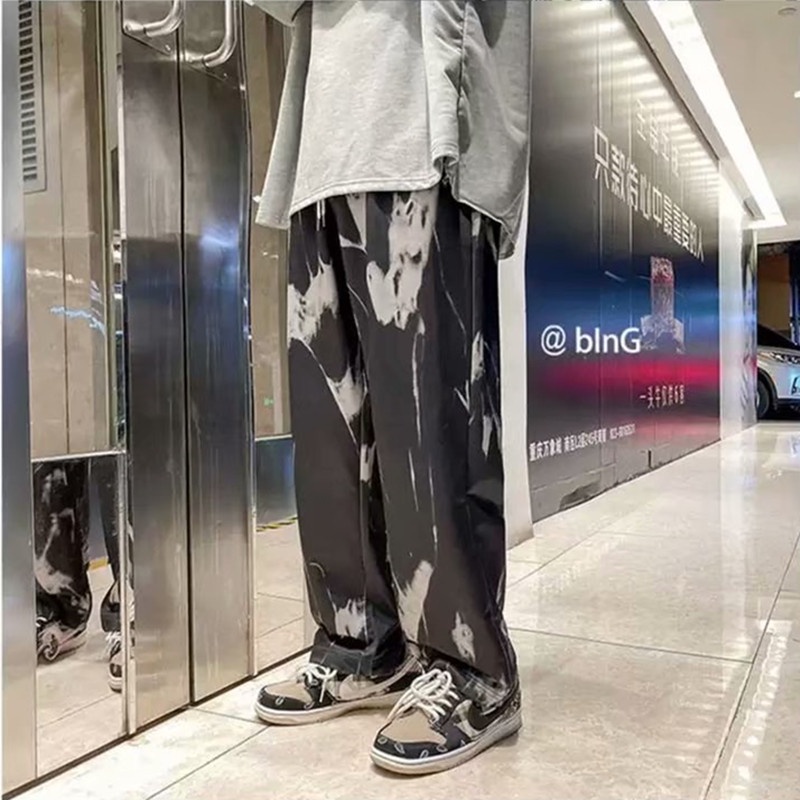 Quần ống rộng in họa tiết thời trang độc đáo phong cách Hàn Quốc cho nam