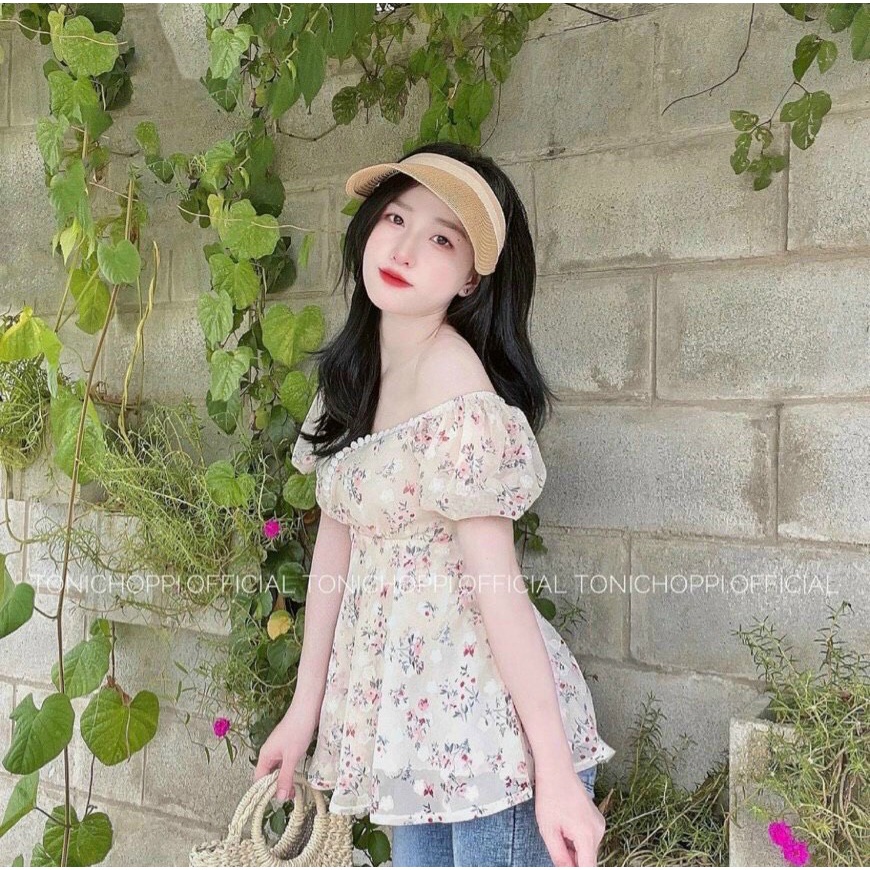Áo hoa nổi chéo ngực viền ren  𝐊𝐄̀𝐌 𝐀̉𝐍𝐇 𝐓𝐇𝐀̣̂𝐓  𝐁𝐀𝐎 𝐊𝐈𝐄̂̉𝐌 ❌