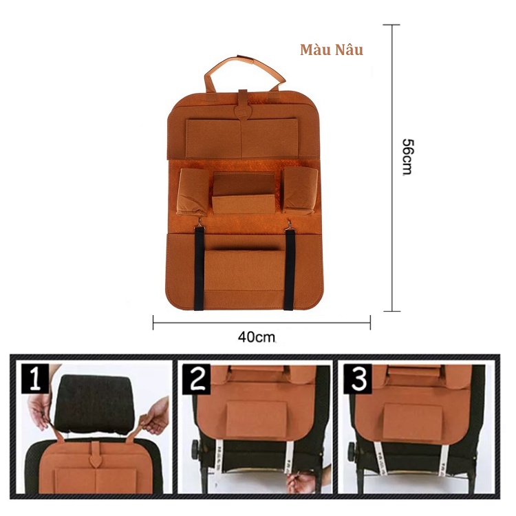 Túi Vải Để Đồ Treo Ghế Xe Hơi, Túi Treo Ghế Ô Tô, Chất Liệu Vải Nỉ Cao Cấp, Bền Đẹp, Chắc Chắn, Phù Hợp Với Các Loại Xe