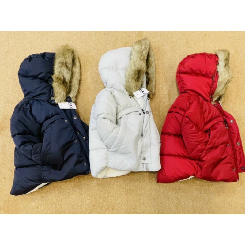 Áo khoác phao Zara lót lông trần bông ấm nức cho bé 1-6y