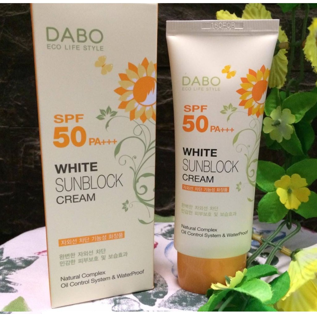 Kem Chống Nắng Trắng Da, Mỏng Mịn Dabo White Sunblock Hàn quốc 70ml/Tuýp- Hàng chính hãng.