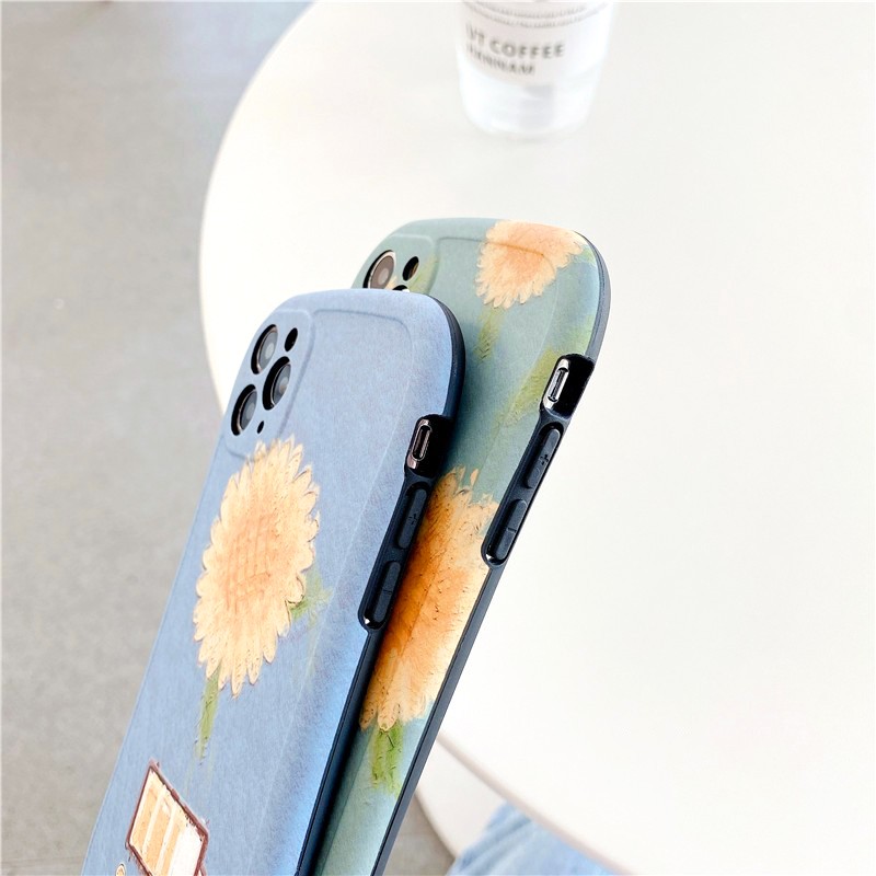 Ốp lưng iphone Blue Sunflower IMD viền cong dày 5/5s/6/6plus/6s/6splus/7/7plus/8/8plus/x/xs/11/12/pro/max/plus/promax