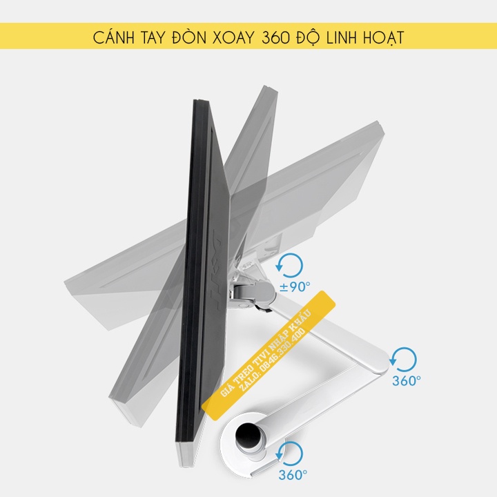 Giá Treo Màn Hình 17 - 32 Inch Kèm Kệ Đỡ Laptop / Macbook / Ipad 10 - 15.6 Inch - Hợp Kim Nhôm Cao Cấp - Model: OA - 7X
