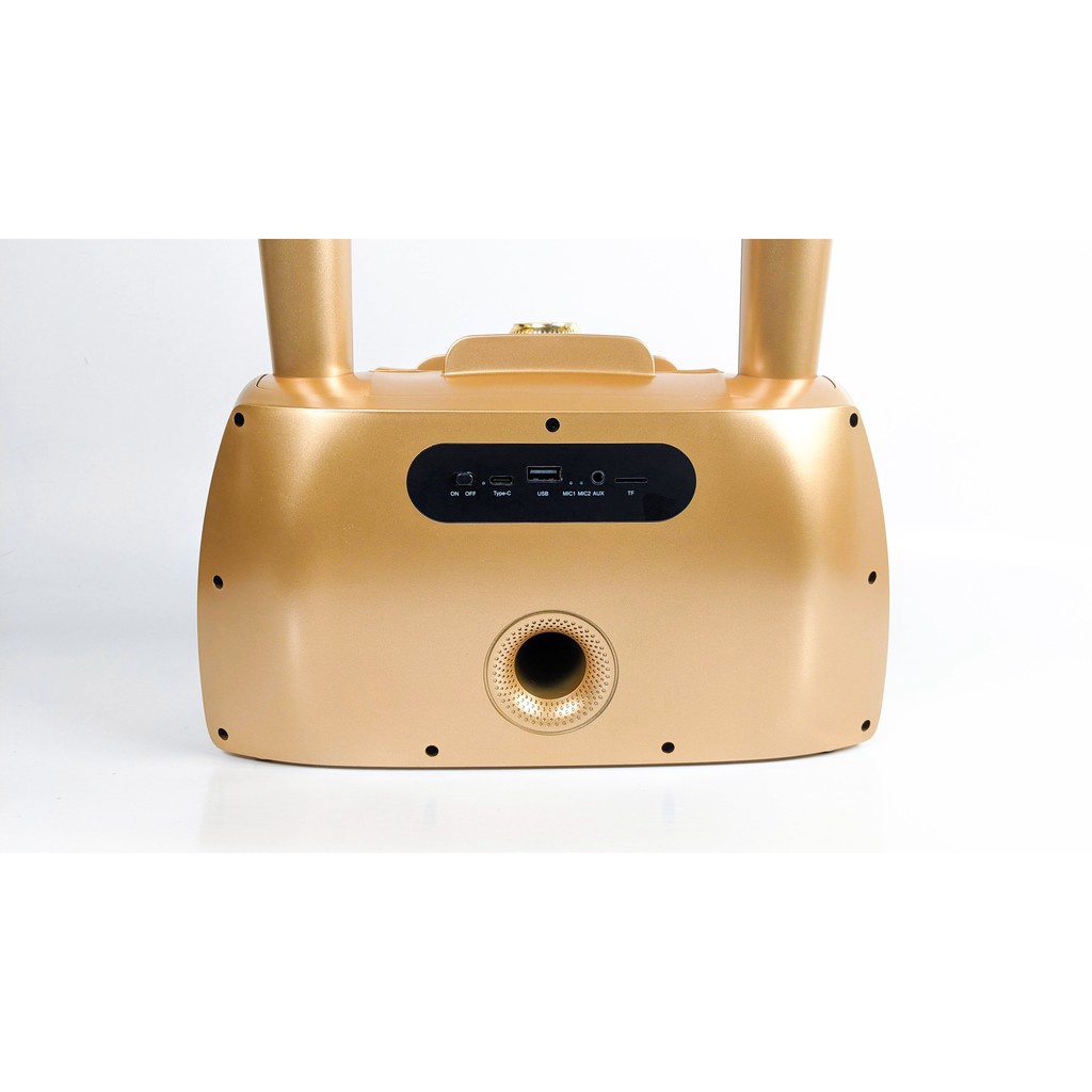 MT MAX Loa bluetooth xách tay karaoke ST 2025 bass đôi đèn led 7 màu, âm thanh sống động. Tặng kèm 2 micro không dây