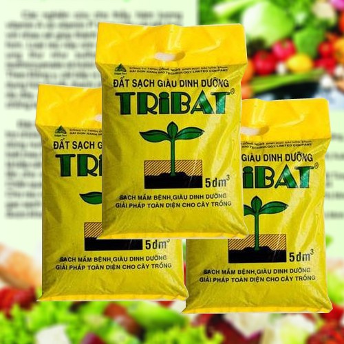 Đất trồng cây- Đất sạch dinh dưỡng Tribat- Đất tribat túi 5 dm3 (5 lít)