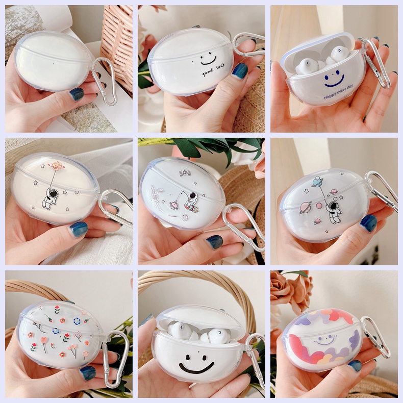 For OPPO Enco Air2 Pro Case Cartoon Astronaut / colorful flower cute funny Silicone Transparent TPU Hearphones Cover Case