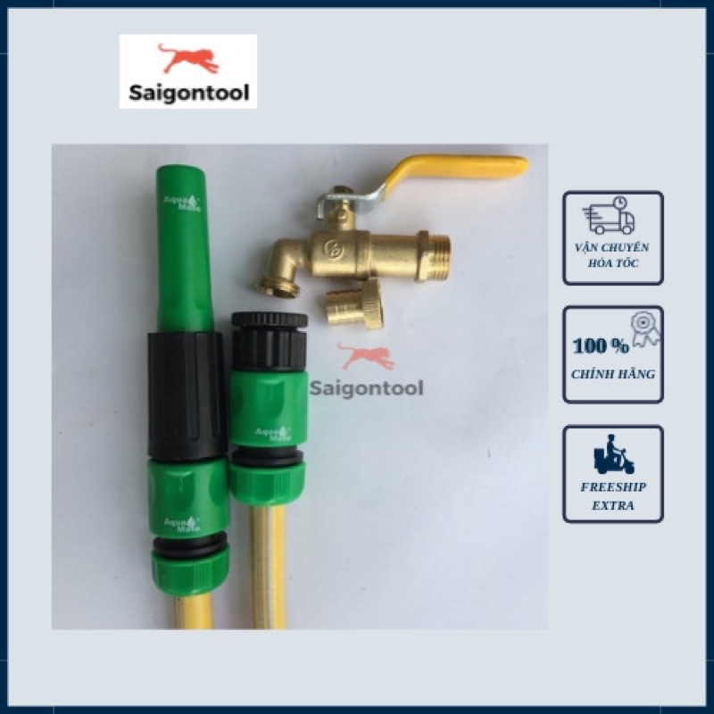Bộ đầu nối nhanh + vòi phun tưới cây, rửa xe AquaMate Đài Loan