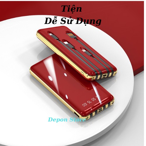 (BẤM CHỌN QUÀ)Sạc Dự Phòng 20000 mah,Pin Sạc Dự Phòng Dáng Đẹp,Có Dây Sẵn Tiện Mang Theo