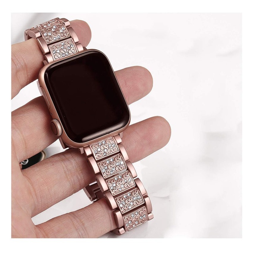 Dây Đeo Kim Loại Lấp Lánh Cho Đồng Hồ Thông Minh Apple Watch Series 7 6 SE 5 4 3 2 1 iWatch 45mm 44mm 42mm 41mm 40mm 38mm