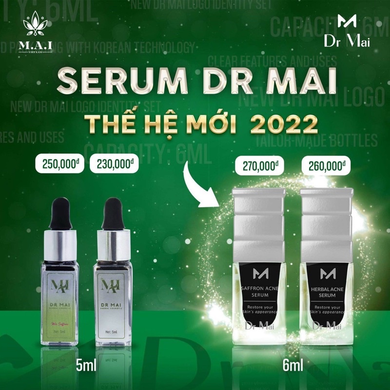 Combo 2 Nguyên Chất DR MAI, Serum Dr Mai hỗ trợ giảm mụn đẹp da,phù hợp cho da dầu mụn, nhạy cảm