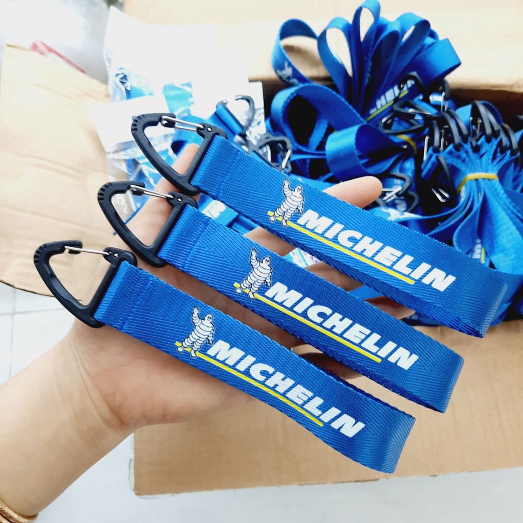 Móc khóa Dây vải in MICHELIN xanh