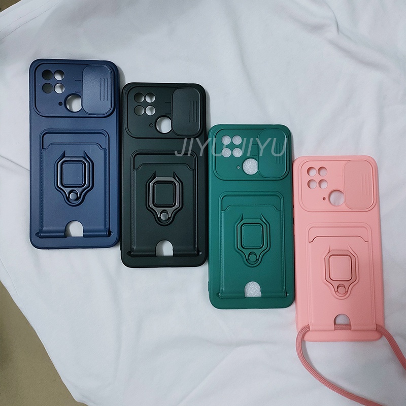 Ốp Điện Thoại Có Ngăn Đựng Thẻ Và Dây Đeo Cho Xiaomi Redmi 12C 10C Note 11S Note 11 4G / POCO X5