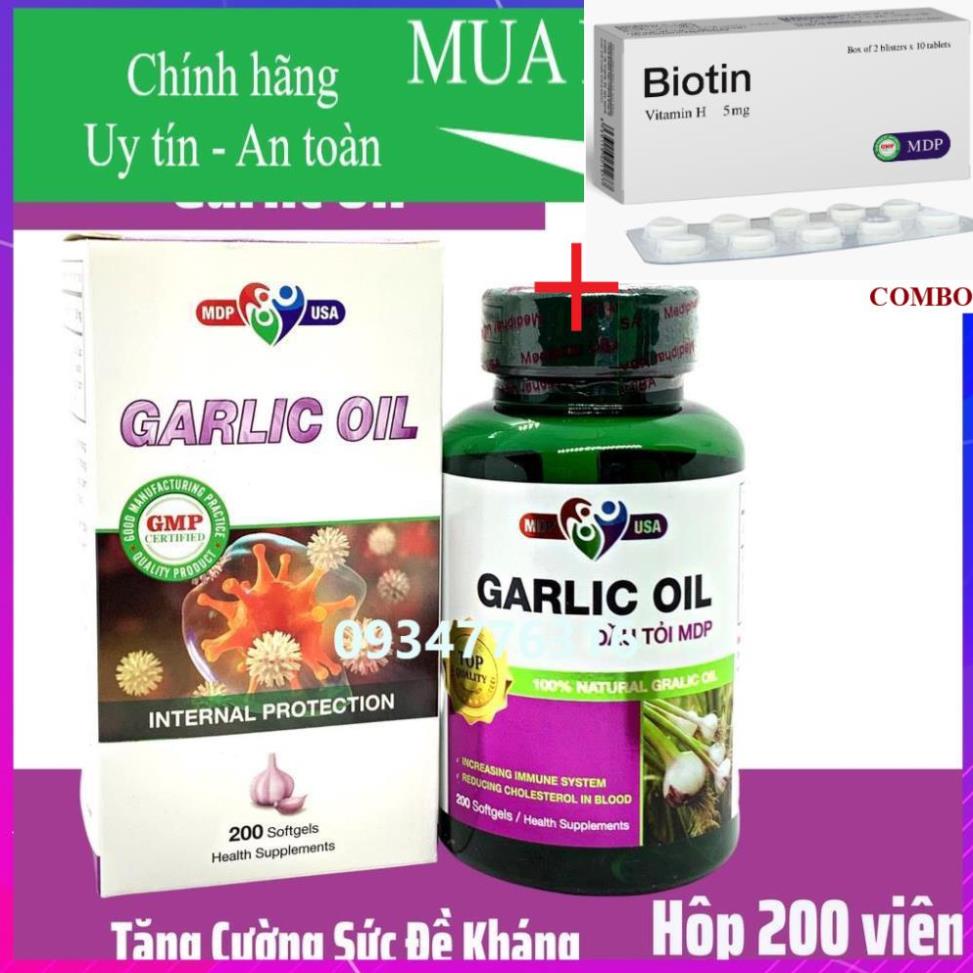 Combo Biotin 5mg+ ✅ Viên Dầu Tỏi Tinh Chất, Tăng Cường Sức Đề Kháng - DẦU TỎI MDP- Hộp 200 viên