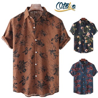 Áo Sơ Mi Nam Họa Tiết OT 03 Cuban Shirt Sơ Mi Đi Biển Tay Lỡ Hoa Lá Phong Cách Hàn Quốc Chất Liệu Lụa Đũi Nhật Cao Cấp