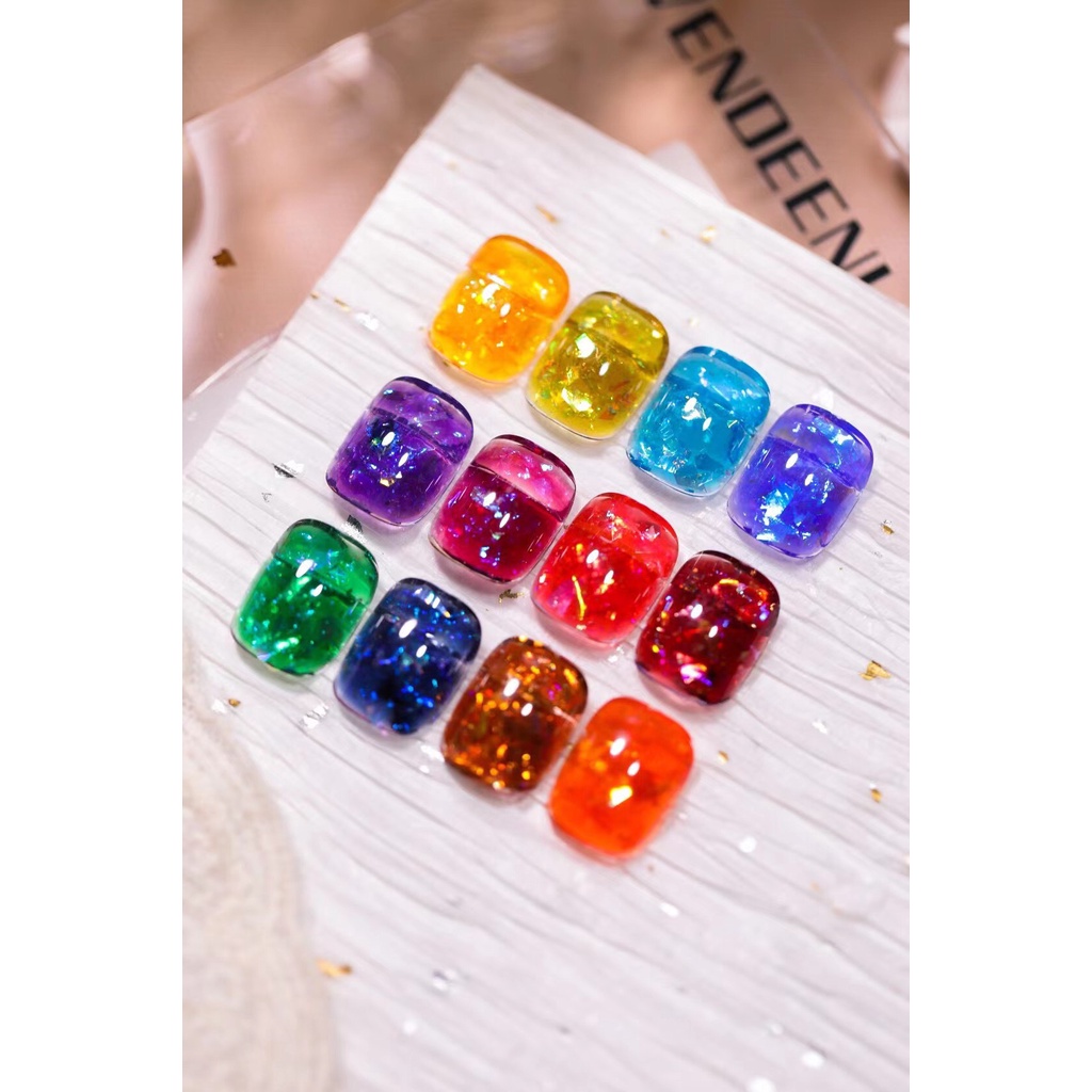 Gel hổ phách VENDEENI có nhũ sáng lấp lánh trang trí móng 10g