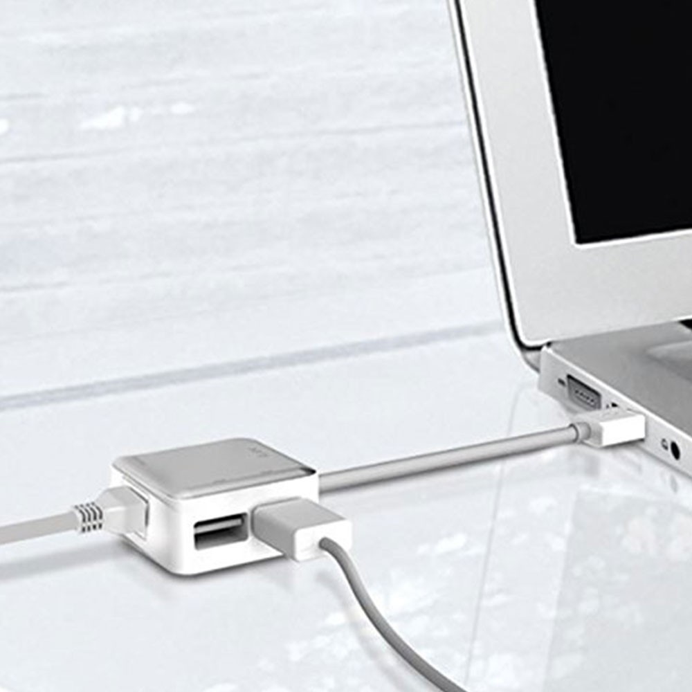 Cáp kết nối iLuv USB Ethernet Adapter with 2 USB ports - trắng
