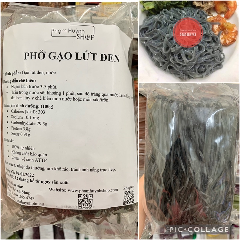 Phở gạo lứt đen gói 500g (phở khô làm từ gạo lứt đen)