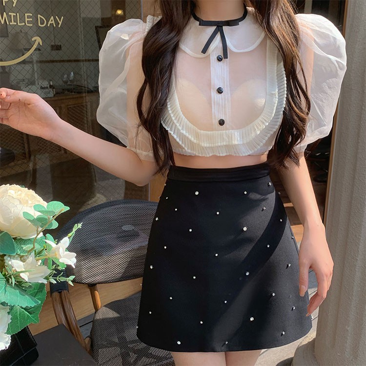 Áo sơ mi nữ kiểu tay ngắn Emilyshop ulzzang