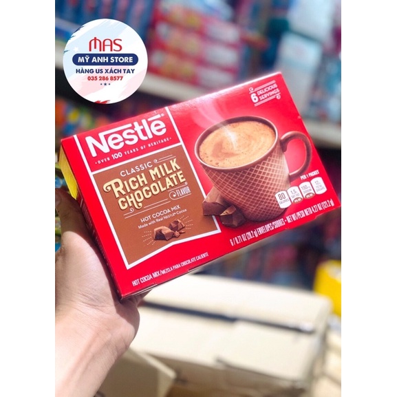 Bột Cacao hòa tan Nestle Classic Rich Milk Chocolate hộp 121.2gr (6 gói)