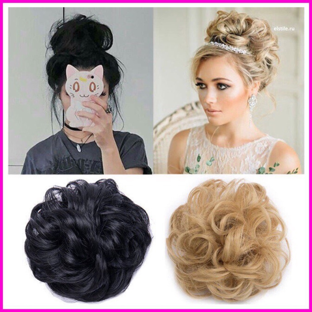 Tóc giả nữ đẹp💖𝑭𝑹𝑬𝑬𝑺𝑯𝑰𝑷💖Tóc giả búi xoăn dành cho nữ đẹp