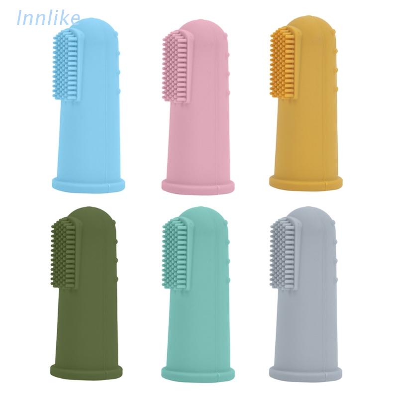 [Hàng mới về] Bàn chải đánh răng đeo ngón tay bằng silicon mềm cho bé