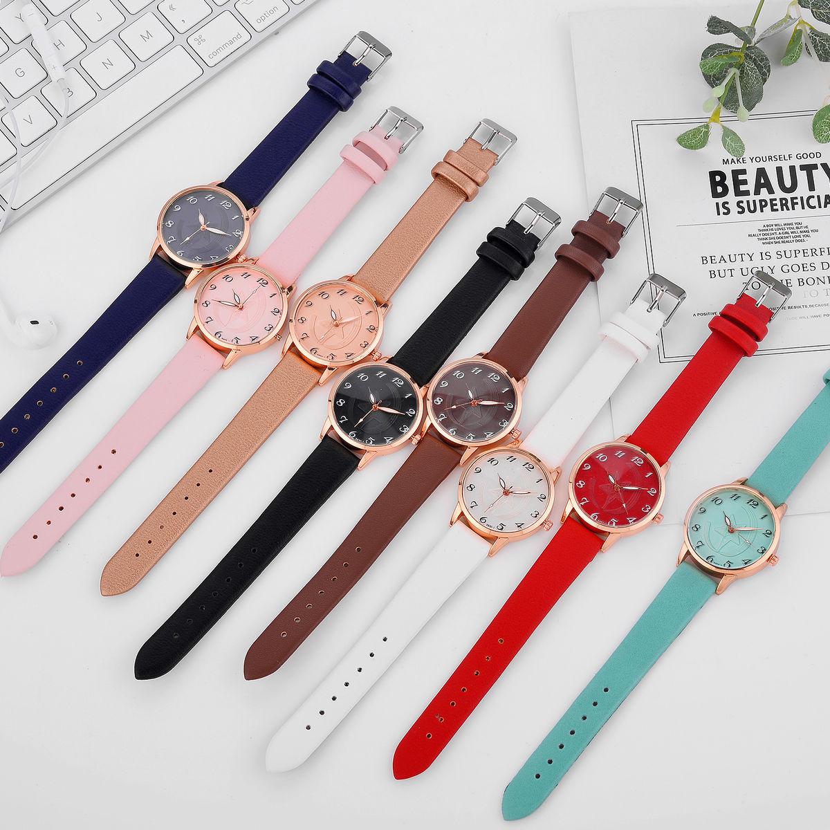 Đồng Hồ Quartz Nữ Dây Da Mặt Ngôi Sao Phong Cách Hàn Quốc | BigBuy360 - bigbuy360.vn