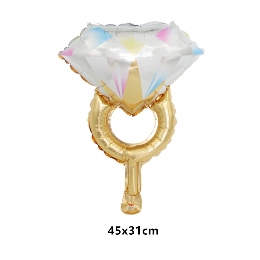 Bong Bóng Hình Nhẫn Kim Cương Lớn Bằng Nhôm Trang Trí Phòng Cưới / Valentine