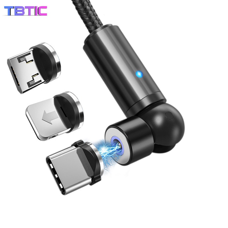 TBTIC Cáp Sạc Từ Tính Cổng Micro Usb Type C Xoay Được 540 Độ Cho Iphone 11 Pro Xs Max Samsung Xiaomi