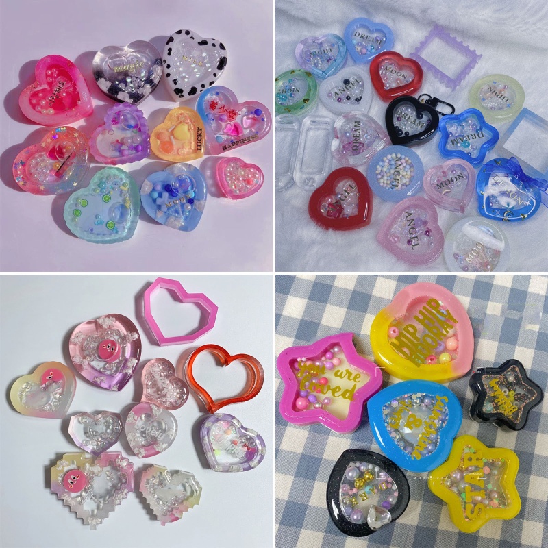 Khuôn Làm Móc Khóa Epoxy Hình Ngôi Sao/Trái Tim