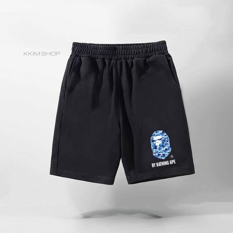 QUẦN SHORT BAPE ABATHING APE Nam Nữ, quần đùi thun form rộng unisex mặc nhà, lửng cộc ngắn thể thao chất liệu POLY 2 DA