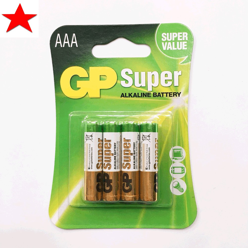 Pin GP Alkaline Super AAA vỉ 2 viên, 4 viên, 6 viên, 8 viên hàng chính hãng