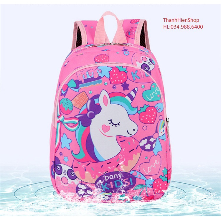 (hàng QC)Ba lô ngựa Pony chống nước BL006-hồng cho bé mầm non lớn tiểu học