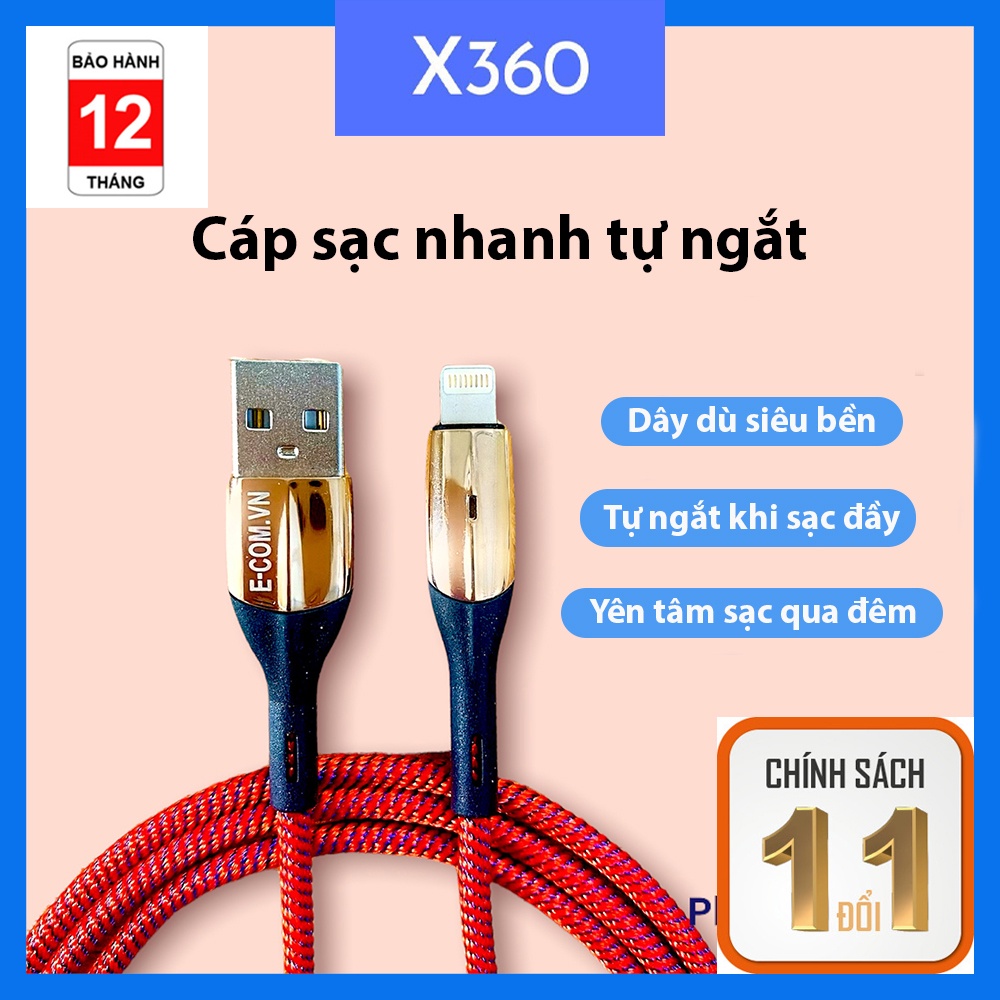 Dây cáp sạc cổng Type C tự ngắt điện khi sạc đầy pin 2 LED 2022
