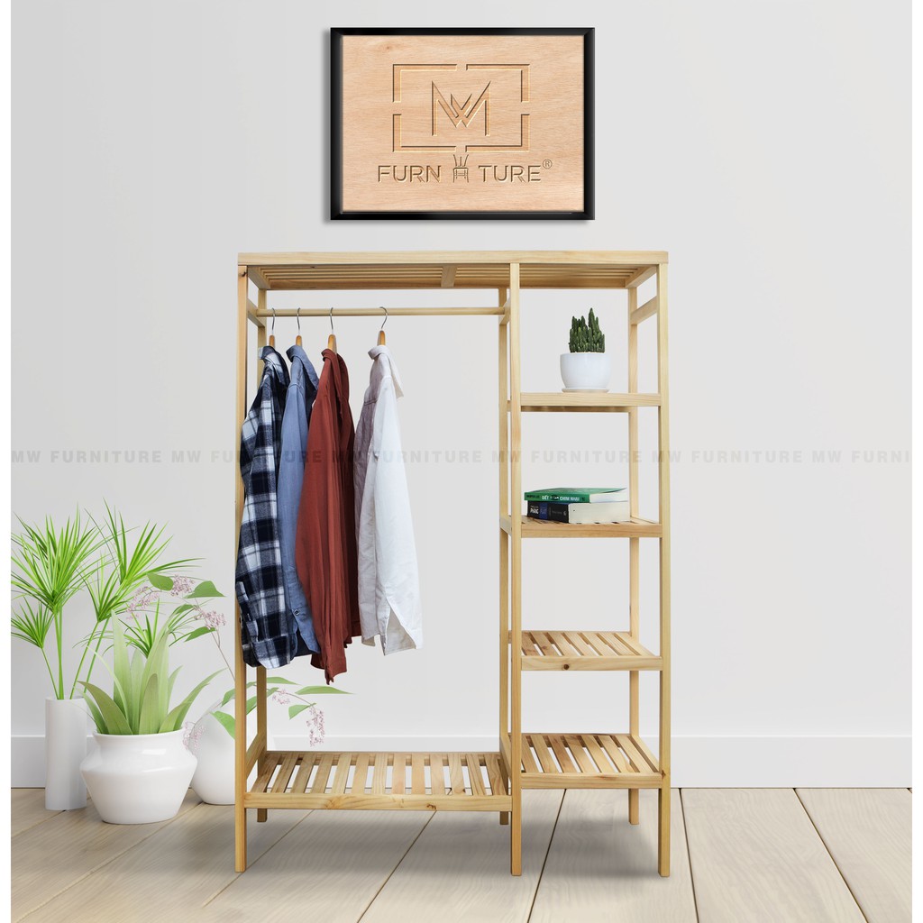 Tủ Quần Ao Gỗ Thong 97x143 Cm Tủ Treo Quần Ao đoi 5 Tầng Shopee Việt Nam