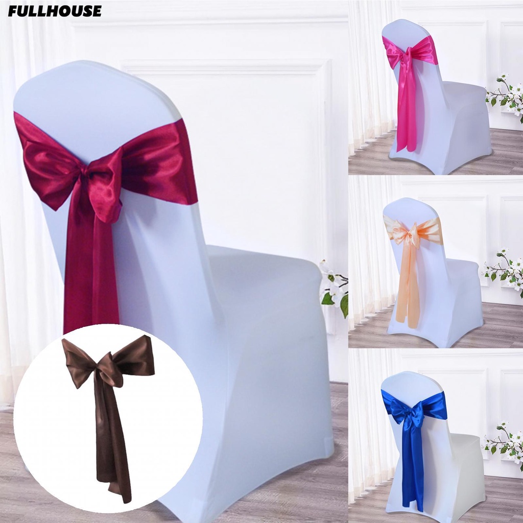 Nơ bằng lụa bản to dài nhiều màu tùy chọn dùng để trang trí tựa ghế ngồi dự tiệc cưới chất lượng cao